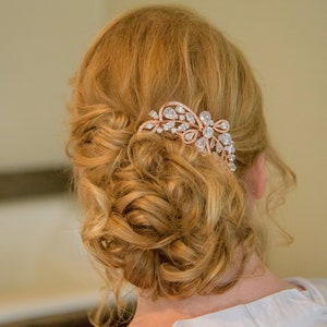 Bridal Hair Comb, Vintage style hair comb, Crystal Hair Comb, Rose Gold, Swarovski, Wedding Hair comb, Hair clip, Linneah Bridal Comb image 10
