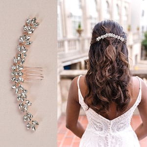 Rose Gold Bridal Comb, Bridal Headpiece, Gold Wedding Hair Accessory, Crystal Leaf Hair Comb, Crystal Bridal Comb, Lexi Bridal Comb