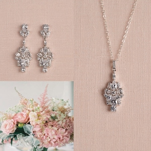 Bridal Necklace Set, Bridal Earrings, Crystal Wedding Necklace, Bridal jewelry, Earrings Necklace, Chloe Earrings Necklace