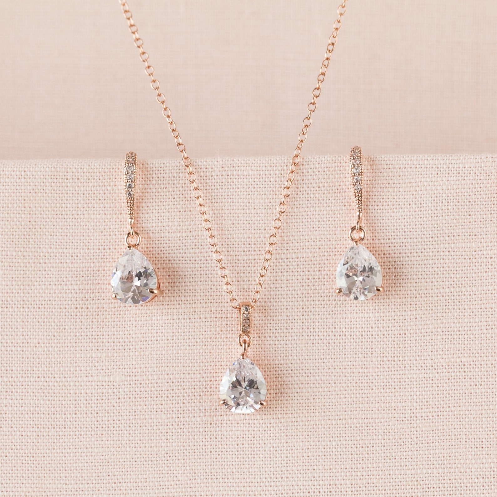 Solitaire Bridal Necklace Dainty Back Rose Gold Bridal - Etsy