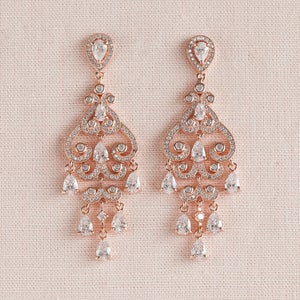 Dainty Wedding Earrings, Chandelier Bridal earrings, Crystal Bridal Earrings, Wedding jewelry, Dangle Bridal Earrings, Charlotte Earrings image 6