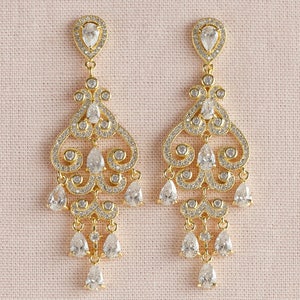 Dainty Wedding Earrings, Chandelier Bridal earrings, Crystal Bridal Earrings, Wedding jewelry, Dangle Bridal Earrings, Charlotte Earrings image 7