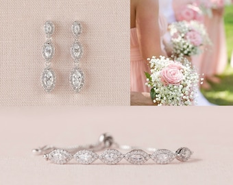 Kristallen bruidsarmband, roségouden bruidsmeisjesieraden, goud, sierlijke marquise bruiloft armband, huwelijkssieraden, Ella kristallen armband