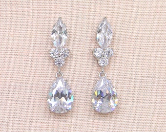 Dangle Crystal Bridal Earrings Wedding earrings Long Bridal earrings, Bridal Jewelry SET Wedding Jewelry, Rachael Dangle Earrings