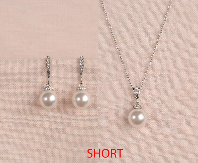 Pearl Bridal Earrings, Classic Pearl Wedding Earrings, 2 Lengths, Rose Gold Bridesmaid earrings, High Quality European Pearl Earrings, Nova SHORT SET