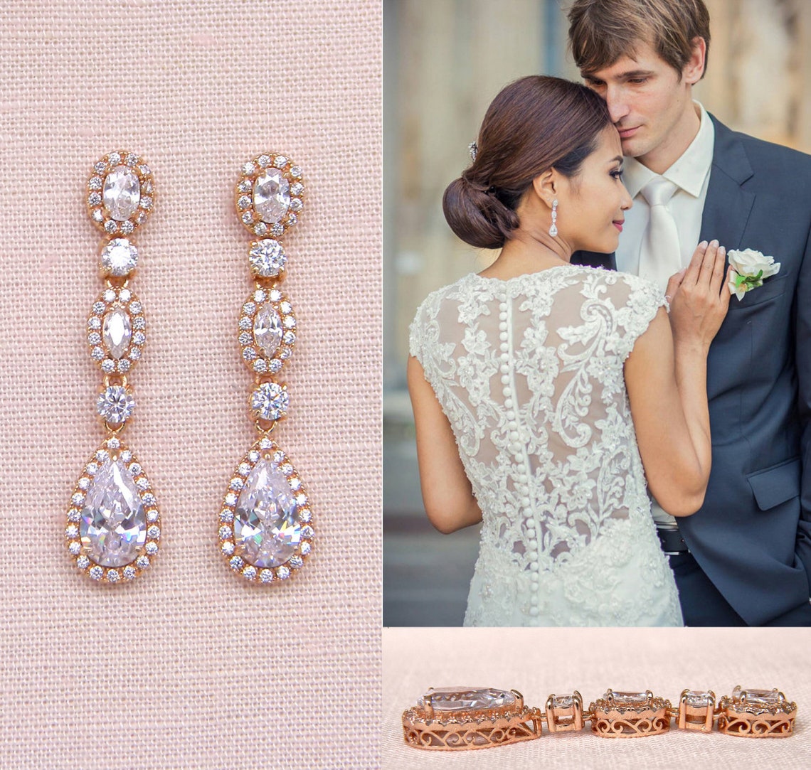 Bridal Earrings Vintage Style Wedding Earrings Swarovski Etsy