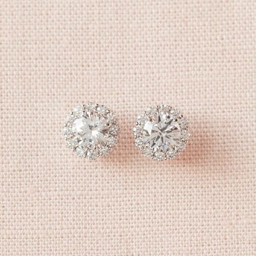 Rose Gold Stud Earrings Bridal Earrings Bridesmaids Jewelry Etsy