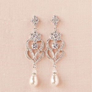 Pearl Bridal Jewelry SET Crystal Wedding Necklace SET Swarovski Pearls ...