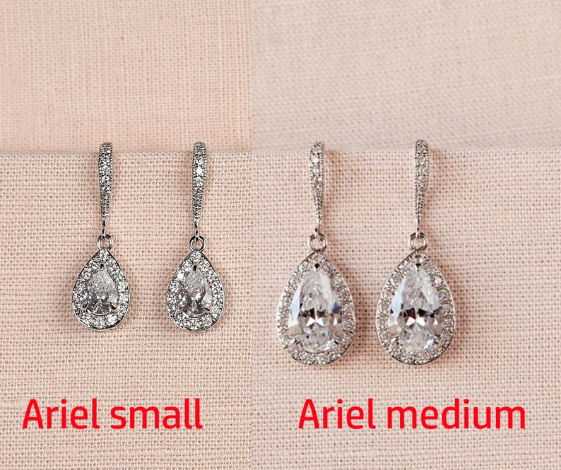 Rose Gold Bridal earrings, Gold Wedding jewelry, Crystal Bridal Necklace, Crystal Wedding earrings Bridal jewelry, Ariel Drop Earrings image 3