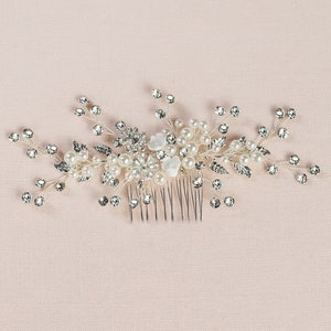 Bridal Hair Comb Wedding Hair Vine, Leaf Hair Piece, Pearl Hair Piece, Rose Gold Wedding Hair Comb, Crystal Hair Comb, Adalynn Hair Comb image 4