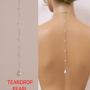 Backdrop Necklace Add on, Backdrop Addition for your Necklace, 6 Styles, Crystal Back For Necklace, Simple Pearl Backdrops, Add a Backdrop Tear drop pearl back