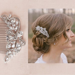Bridal Hair Comb, Vintage style hair comb, Crystal Hair Comb, Rose Gold, Swarovski, Wedding Hair comb, Hair clip, Linneah Bridal Comb image 1