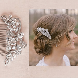 Bridal Hair Comb, Vintage style hair comb, Crystal Hair Comb,  Rose Gold,  Swarovski, Wedding Hair comb, Hair clip, Linneah Bridal Comb