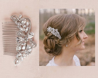 Bridal Hair Comb, Vintage style hair comb, Crystal Hair Comb,  Rose Gold,  Swarovski, Wedding Hair comb, Hair clip, Linneah Bridal Comb