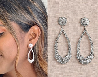 Hoop Bridal Earrings, Rose Gold Hoop Wedding Earrings,  Gold Earrings, Crystal Bridal Earrings, Statement Earrings, Laiken Hoop Earrings