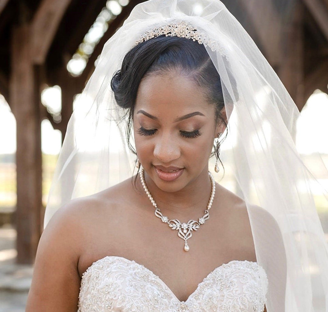 Bridal Jewelry SET, Wedding Earrings, Pearl Bridal Necklace, High