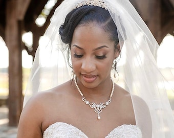 Set Gioielli Sposa Zoestar In Argento Con Strass - Collana E Orecchini A Fiore, Per Cerimonie - Foto 8