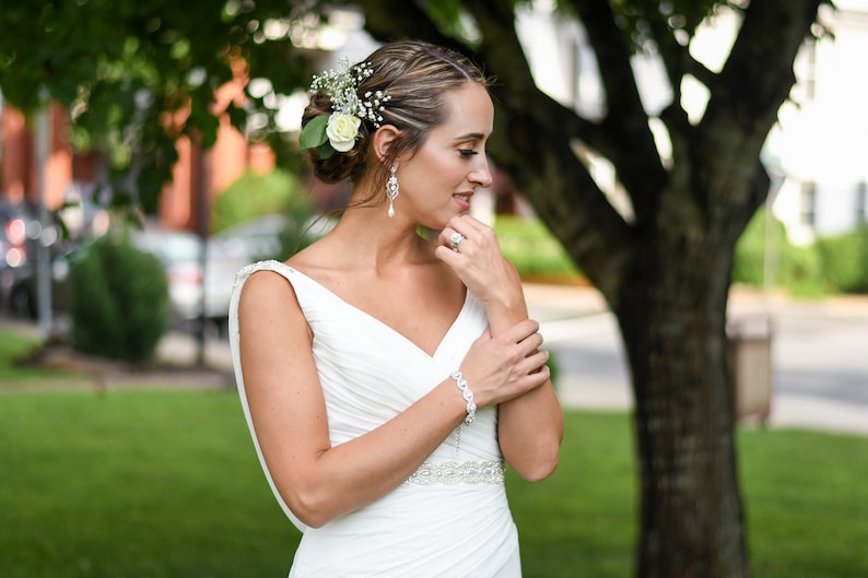 Wedding Earrings, Wedding Jewelry, Chandelier wedding earrings, Swarovski Crystals and Pearls, Bridesmaids, Kathryn Crystal Earrings image 4