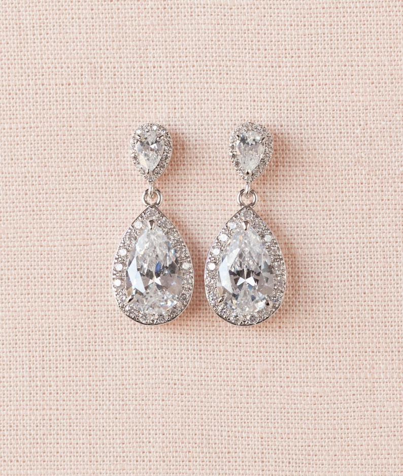 Rose Gold Bridal Earrings Crystal Wedding Earrings Stud OR - Etsy