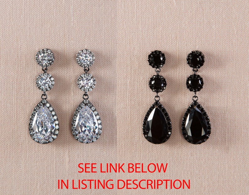 Crystal Bridal Earrings, Wedding earrings, Long Bridal earrings, Bridesmaids, Wedding Jewelry, Long Crystal Stud Earrings image 10