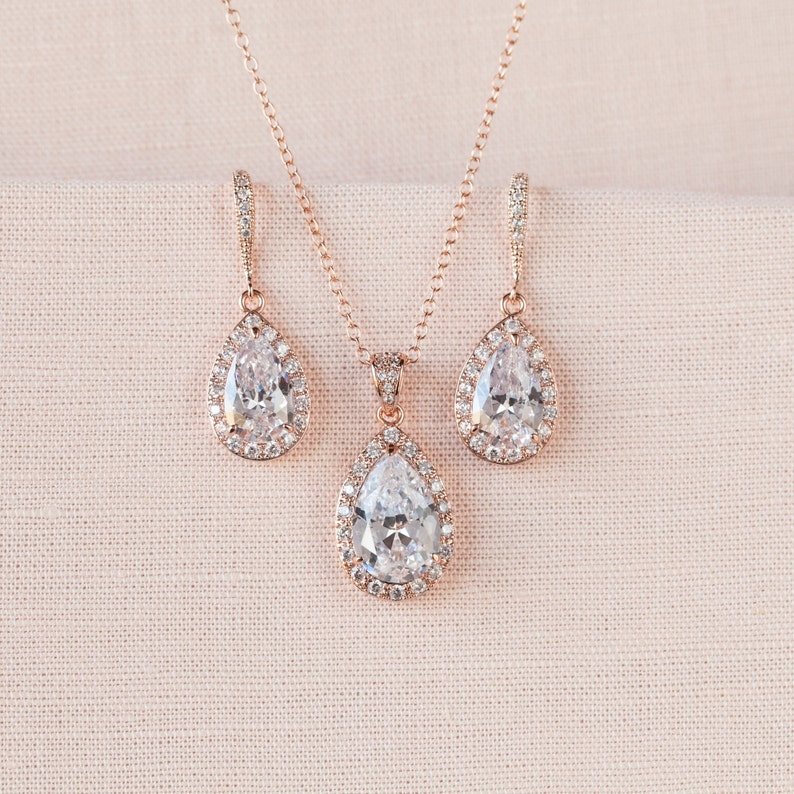 Crystal Bridal Set. Bridesmaids Jewelry Set, Crystal Pendant and Earrings, Wedding Jewellery, Ariel Bridal Jewelry SET image 6