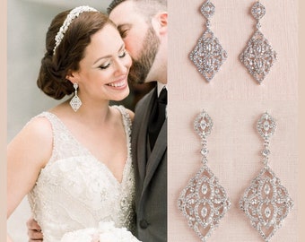 Orecchini da sposa in cristallo, oro rosa, oro, lampadario, perle, gioielli da sposa, orecchini da sposa Swarovski, gioielli da sposa, orecchini Mackenzie