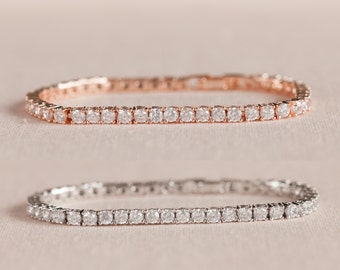 Zartes Rose Gold Braut Armband, Braut Schmuck, Kristall Tennis Armband, Brautjungfer Armband, Brooklyn Kristall Armband