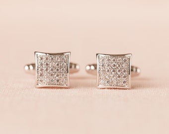 Cufflinks, Mens Crystal cufflinks, Swarovski crystal cufflinks, Wedding jewelry, Men's Pave' Crystal Cufflinks