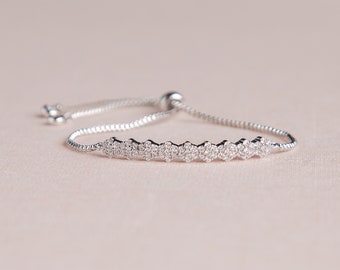 Rose Gold Crystal Bar Bracelet, Stud Earrings, Bridesmaid Jewelry Set, Mia Bar Bracelet