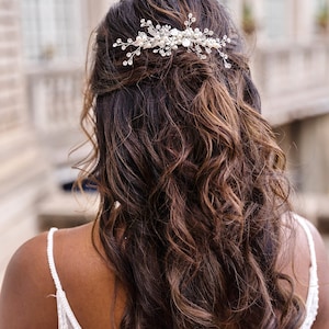 Bridal Hair Comb Wedding Hair Vine, Leaf Hair Piece, Pearl Hair Piece, Rose Gold Wedding Hair Comb, Crystal Hair Comb, Adalynn Hair Comb image 3