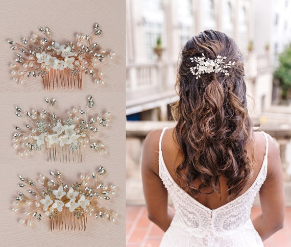 Bridal Headpiece Wedding Hair Comb Rose Gold Gold or Silver - Etsy Bridal Headpiece Wedding Hair Comb Rose Gold Gold or Silver - Etsy