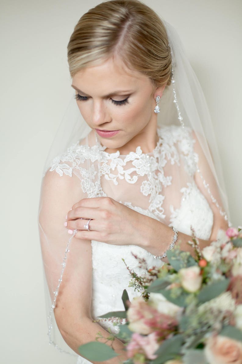 Bridal Jewelry SET, Crystal Wedding Jewelry, Short earrings OR Long earrings, Rose gold Bracelet, Gold Bridal Earrings, Kendall Jewelry SET image 6