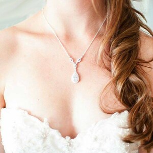 Bridal Backdrop Necklace, Rose Gold Backdrop Necklace, Vintage style Y Necklace, Bridal necklace, Bridal Jewelry, Christine Bridal Necklace image 7