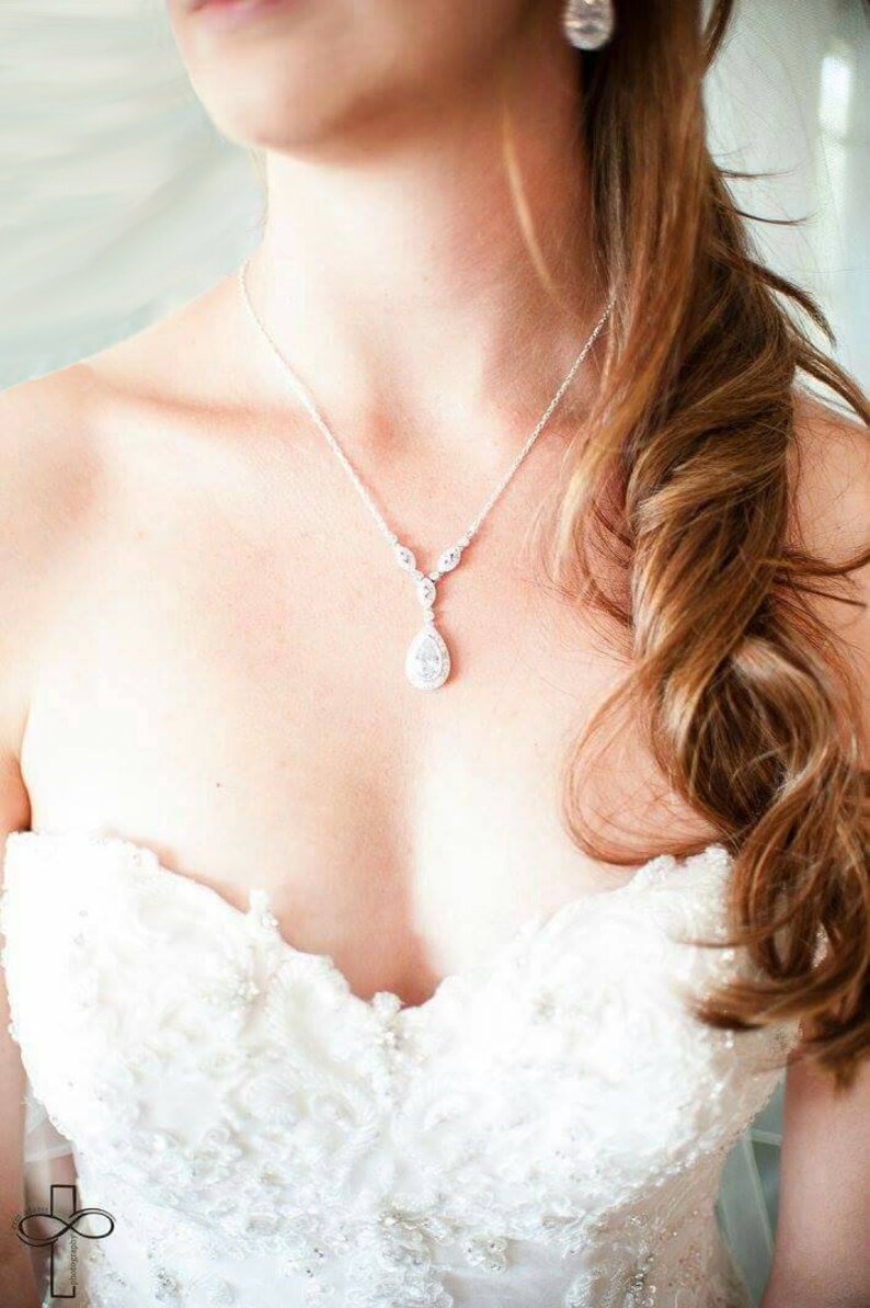 Bridal Backdrop Necklace, Rose Gold Backdrop Necklace, Vintage style Y Necklace, Bridal necklace, Bridal Jewelry, Christine Bridal Necklace image 7