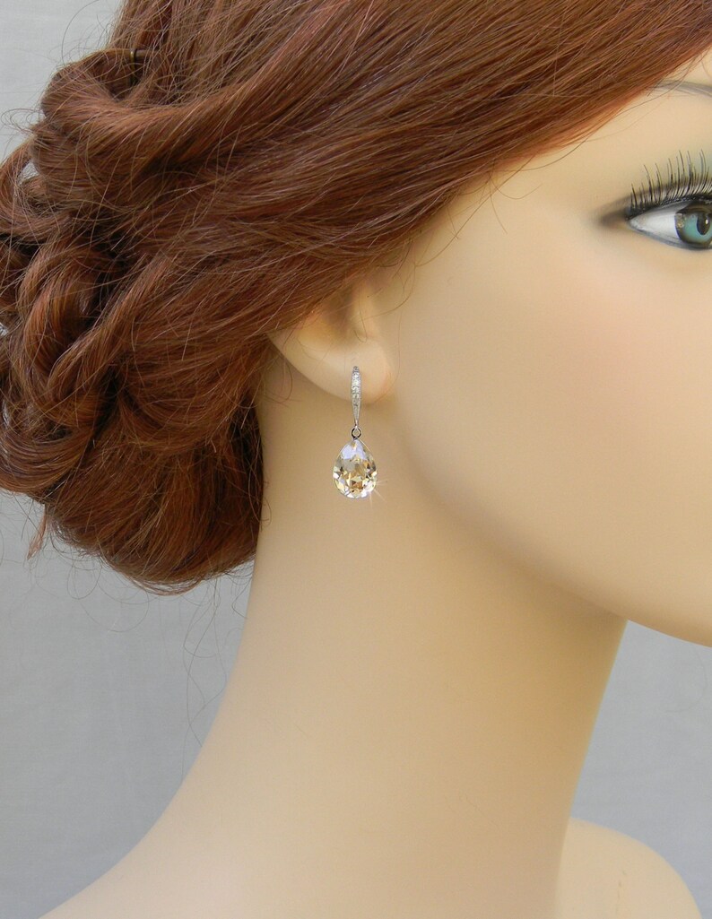 Crystal Bridal Earrings Crystal Drop Wedding Earrings Etsy