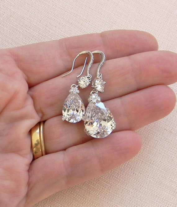 Bridal Jewelry, Rose Gold Earrings, Long Drop Earrings, Wedding Jewelry, Teardrop Earrings, Wedding Earrings, Crystal Earrings, E146