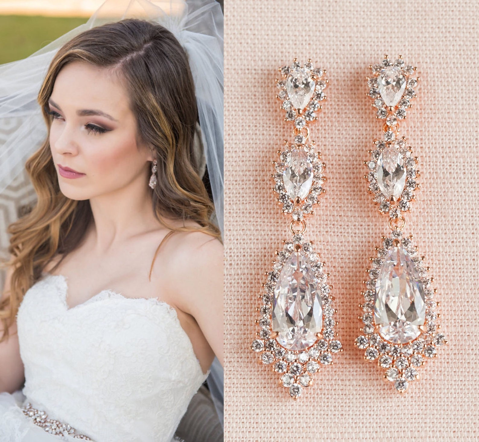 Crystal Bridal Earrings Chandelier Wedding Earrings Wedding | Etsy