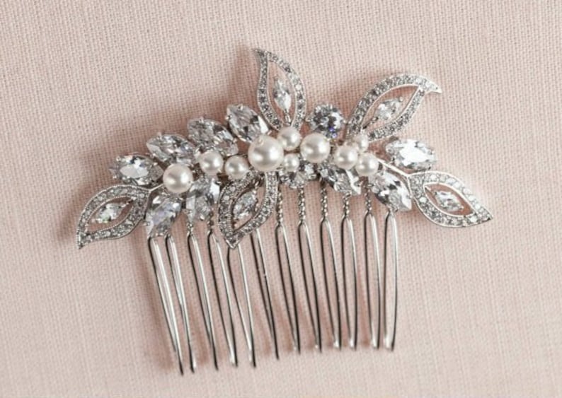 Bridal Hair Comb, Vintage style hair comb, Crystal Hair Comb, Rose Gold, Swarovski, Wedding Hair comb, Hair clip, Linneah Bridal Comb image 2