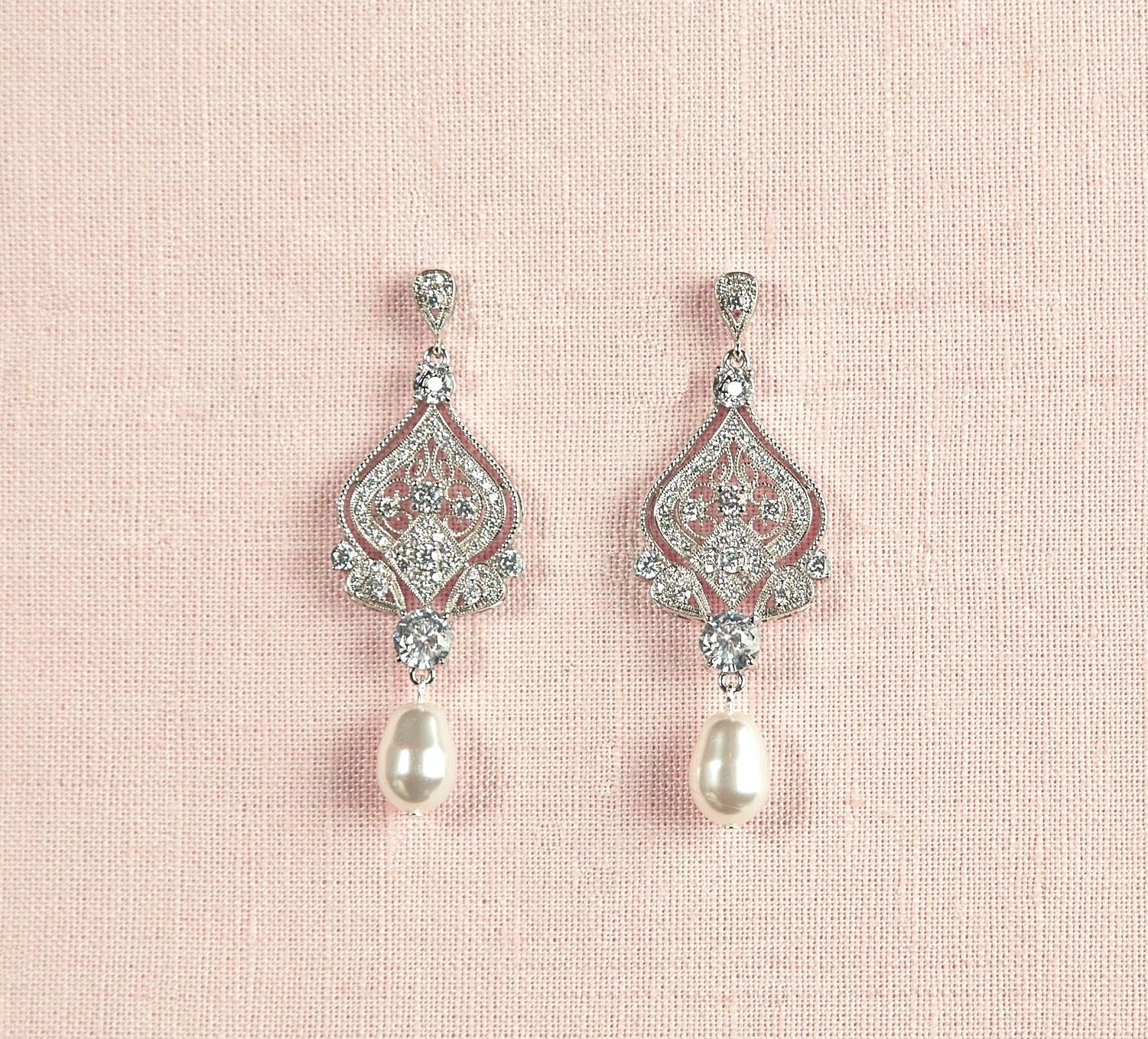 Bridal Jewelry SET Pearl Wedding Necklace Bridal Earrings Etsy