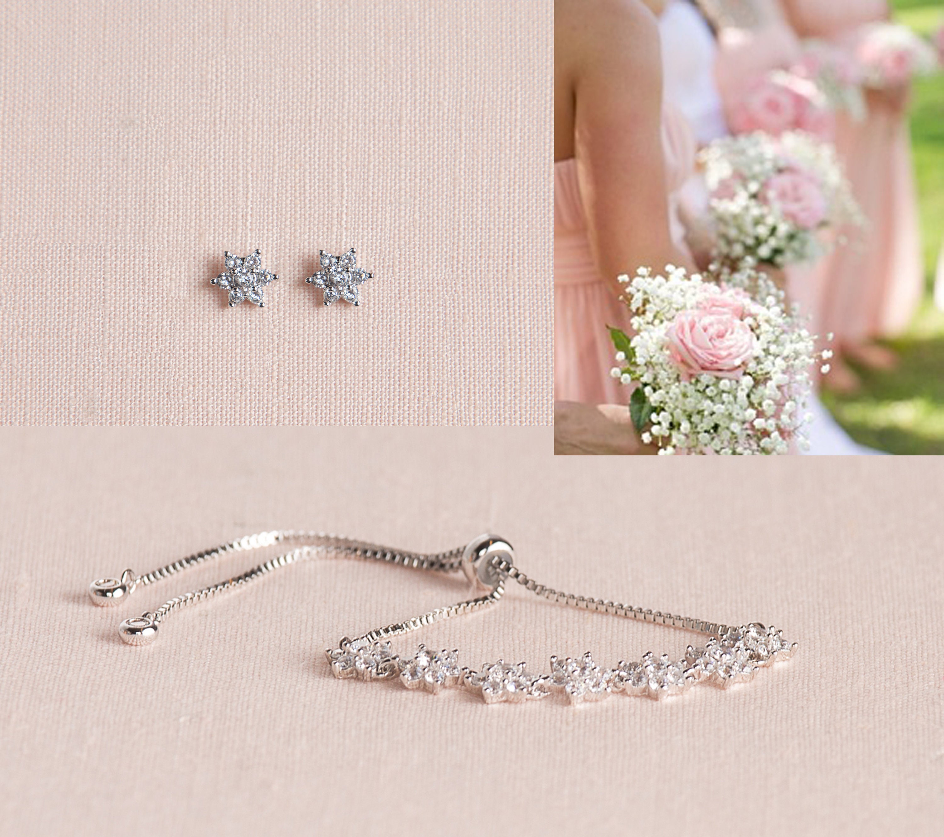 Dazzling Pink Sunflower Screw Back Earrings for Girls ~ 14K White Gold | Jewelry Vine