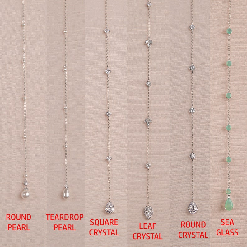 Backdrop Necklace Add on, Backdrop Addition for your Necklace, 6 Styles, Crystal Back For Necklace, Simple Pearl Backdrops, Add a Backdrop image 2