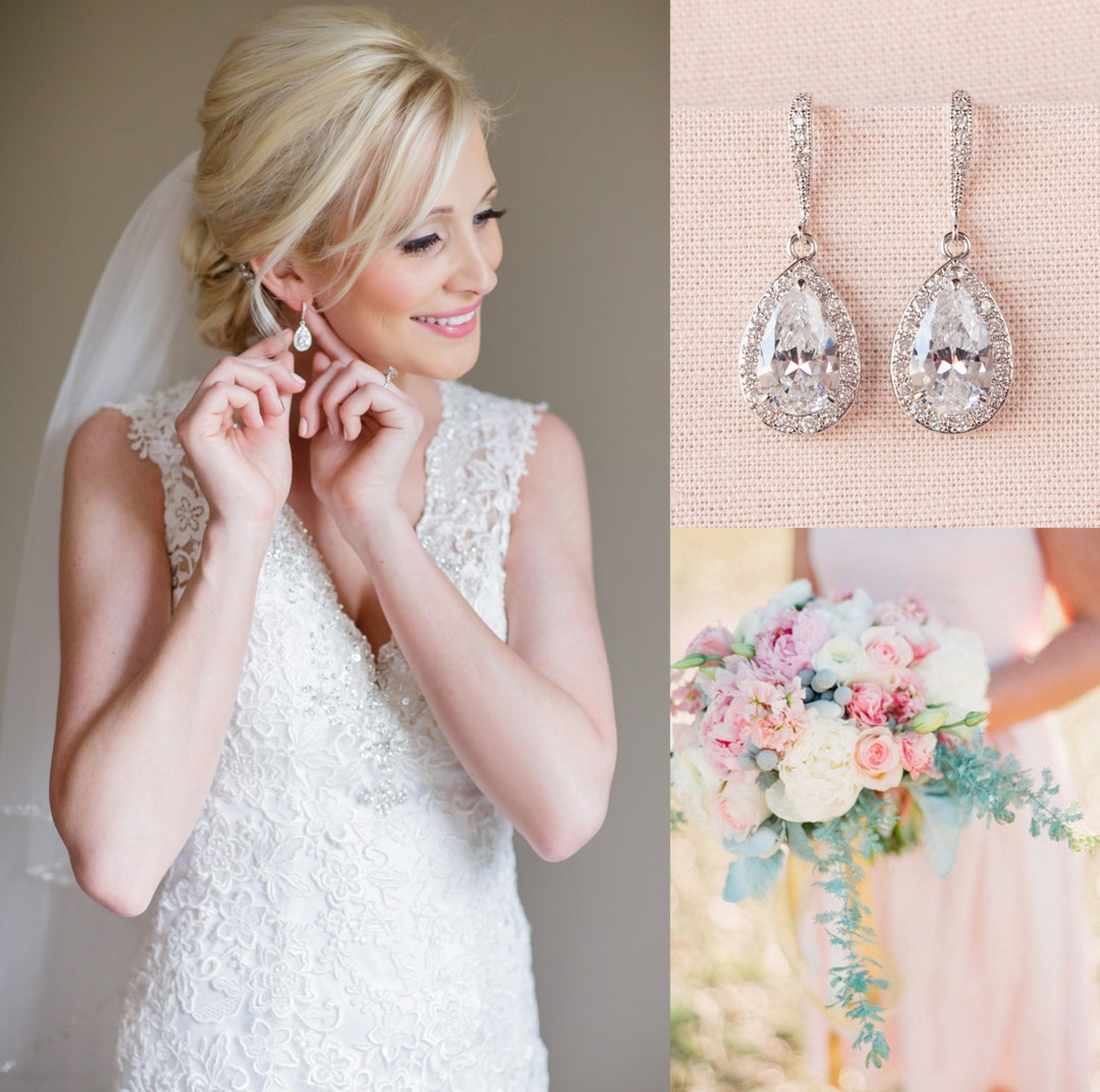 Crystal Bridal Earrings Wedding Jewelry, Crystal Bridal Necklace