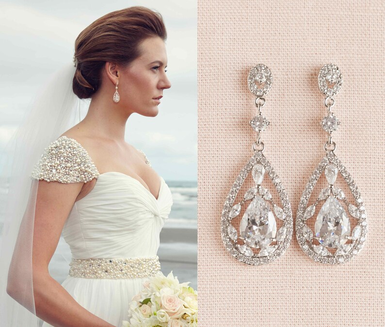 Bridal Earrings Crystal Wedding Earrings High Quality Etsy
