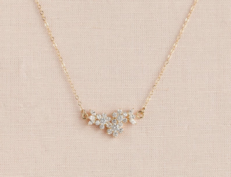 Dainty Rose gold Necklace and Earrings Delicate Bridal Etsy