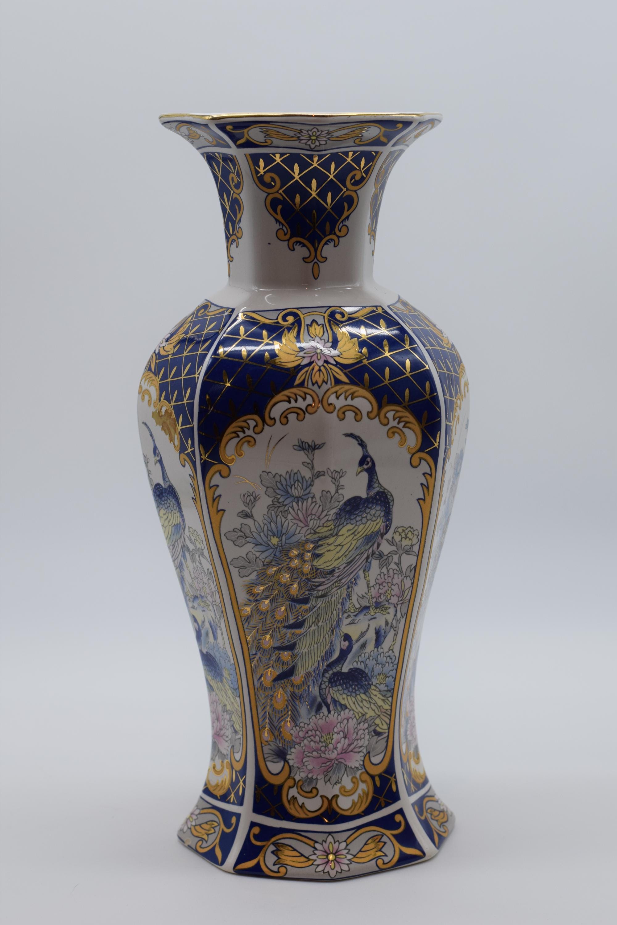 Urne Vase Portugais Peint à La Main - Double Anse - Style Méditerranéen - 22,7 Cm