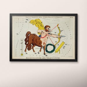 Sagittarius Constellation Print: Sidney Hall&#39;s 1831 Astrology Giclee