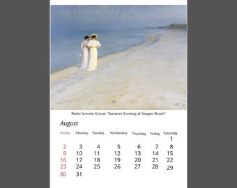 2026 Fine Art Desk Calendar, Masterpiece Paintings, Sunday Start (Digital Download)