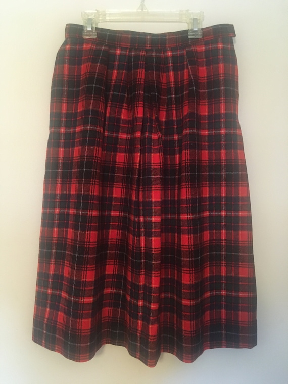 Vintage Pendleton Wool Red Tartan Skirt VTG - Siz… - image 1