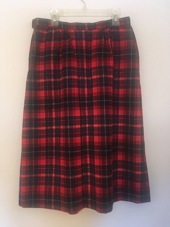 Vintage Pendleton Wool Red Tartan Skirt VTG - Siz… - image 4