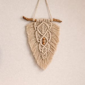Small Macrame Wall Hanging, Boho Wall Decor, Handmade Cotton Wall Art, Neutral Minimalist Home Decor, Gift Idea
